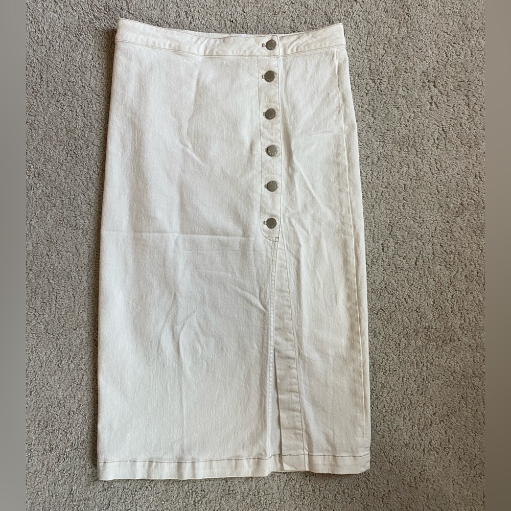 Final Touch White Jean Midi Skirt